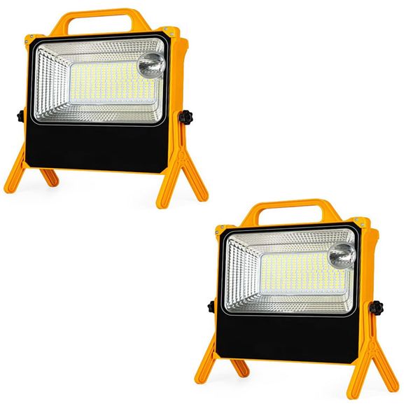 Set of 2 100W Solar Powered Portable Flood Light -JA-FL-02S100W