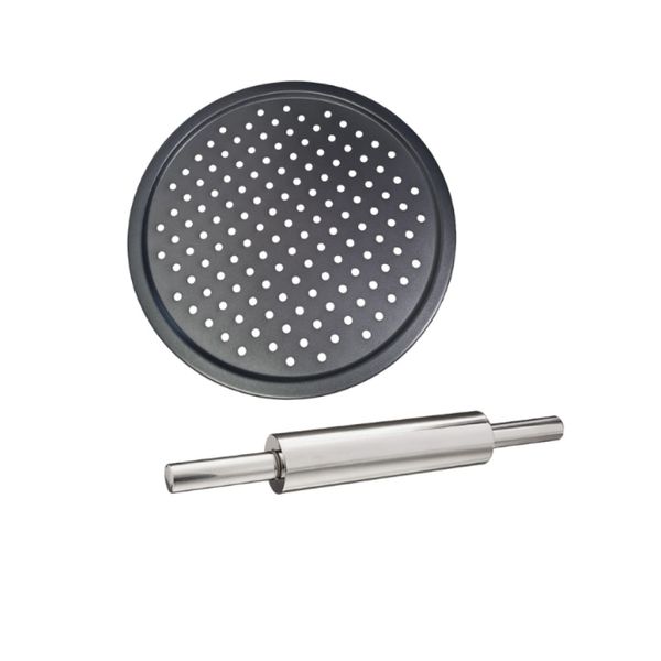 Stainless Steel Rolling Pin With Pizza Pan Set