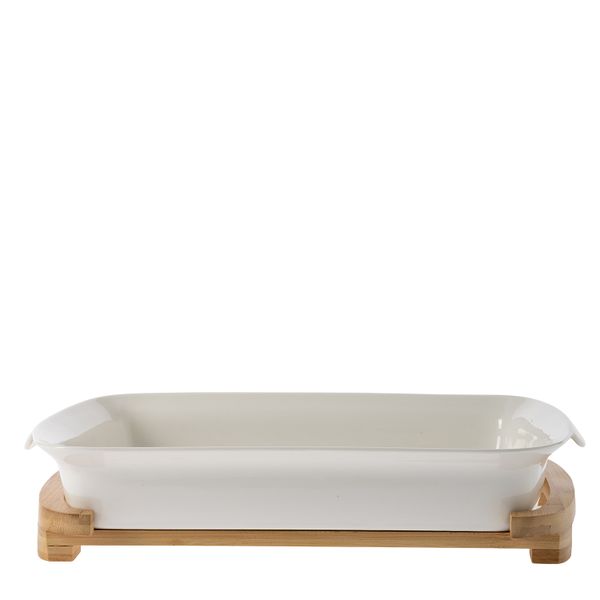 George &amp; Mason - Serving Bowl With Bamboo Base