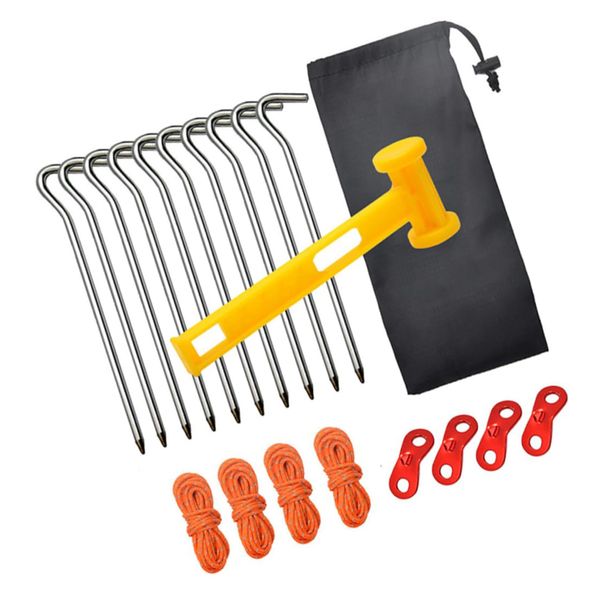 Ground nails camping tent accessories windproof rope hammer nail set