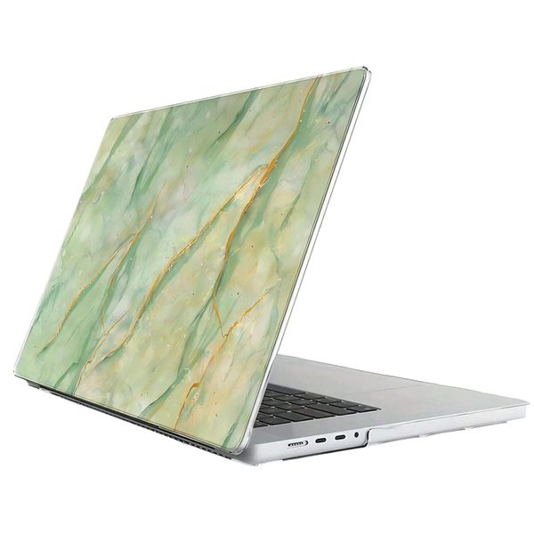 Aesthetic Marble Pattern Case For MacBook Air 15 M3 - Green &amp; Gold