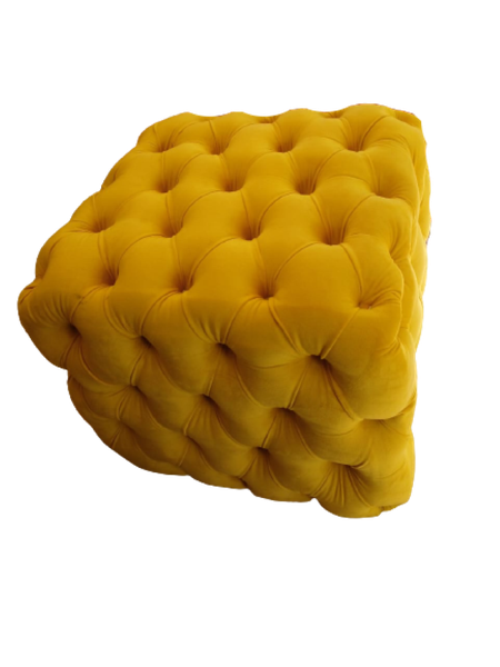 Fleur DeLys Yellow Ottoman Seat Rest Stool
