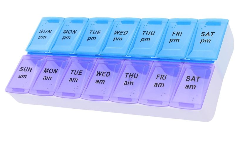 Weekly PM Pill Organizer Pill Case Pill Box For Pills Vitamin Supplements