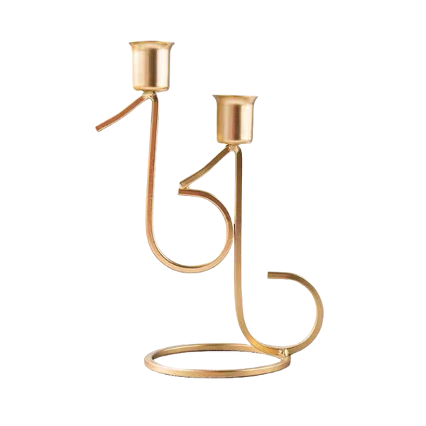 Candle Holder Gold for Candlestick Iron Metal Single Musical Note Fireplace