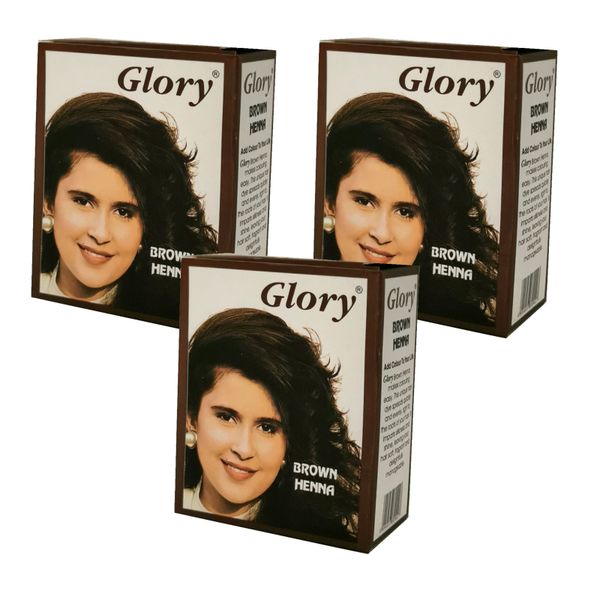Glory Henna Natural Hair dye - Ammonia Free - Brown - 3 Pack