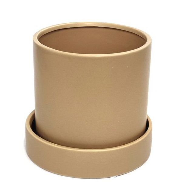 PH Garden - Cylinder Pot Cover With Fixed Base Med Sable D17 x H16cm