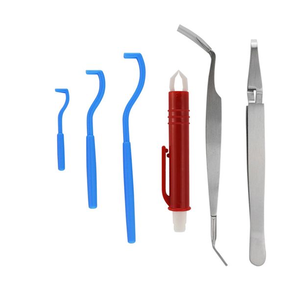 6 Pieces Twist Hook Flea Remover Tool Set For Dogs Pet Cats Cleaner - Blue