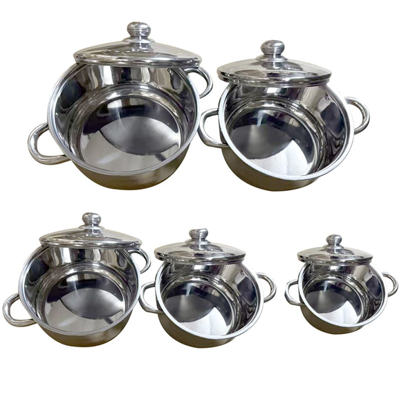 Stainless Steel Cookware Sets With Capacities - 1.9L, 2.8L, 3.6L, 4.5L, 7L