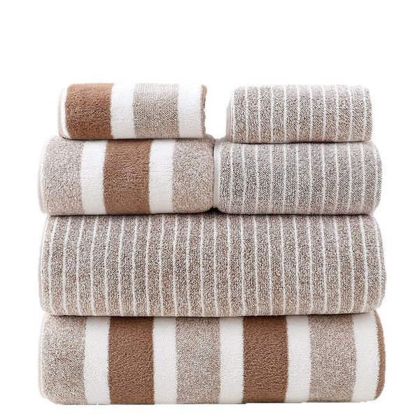 6-Piece Beige &amp; Brown Striped Towel Set