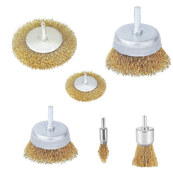 Coarse Crimped 1/4 Inch Shank Wire Wheel For Drill Attachment - 9 Pieces