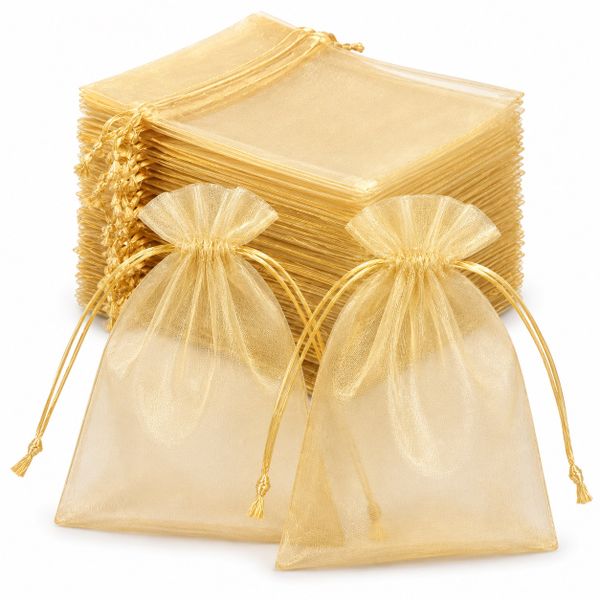 50 Organza 15cm × 20cm Bags in White, Black, Gold, Silver, Black and Red