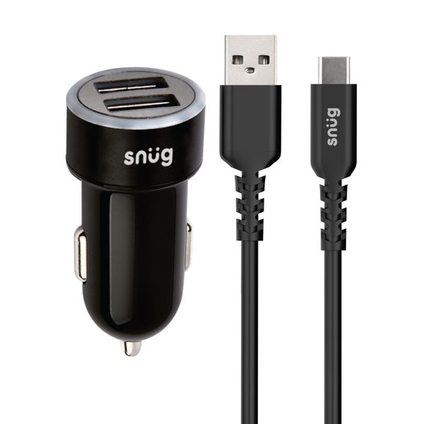 Snug Car Juice Dual USB Car Charger with USB-C Cable