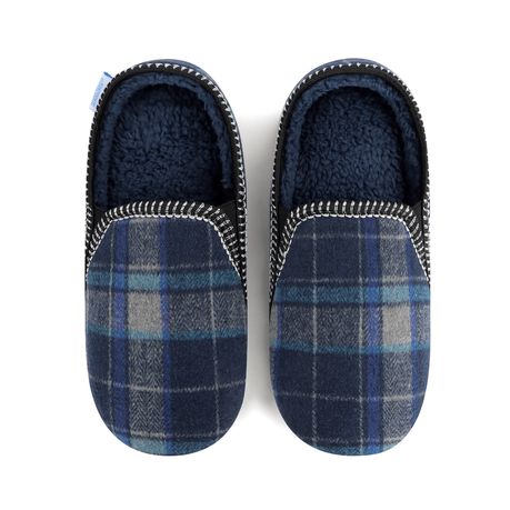 Snoozies Men's Alpine Plaids Blue - Soft Non-Skid Soles Indoor Comfort Image
