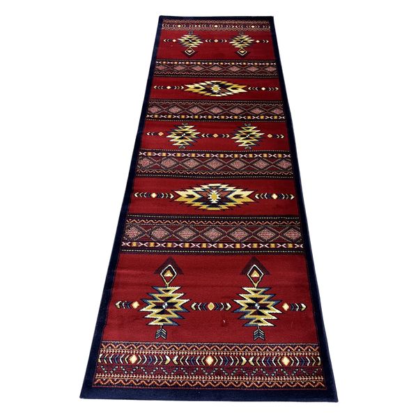 Red Persian Design Machine Woven Runner/Rug - 300 x 100 cm