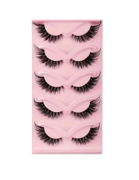 5 Pairs of Cat Eye False Lashes - Natural Black