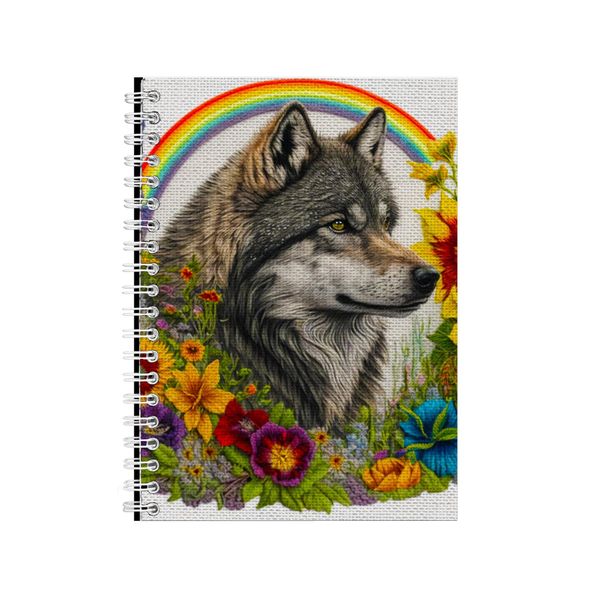Embroidered GRAY WOLF1 Notebook Animal Gift Idea Notepad Pad 100