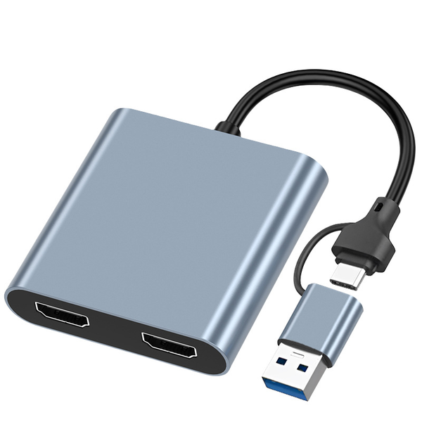 USB to Dual HDMI Adapter, 1080P, USB-C, Aluminum, Multi-Device Support