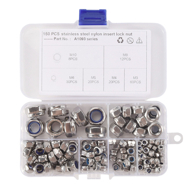 150 Pcs 304 Stainless Steel Lock Nut Nylon Insert M3 Compatible with None