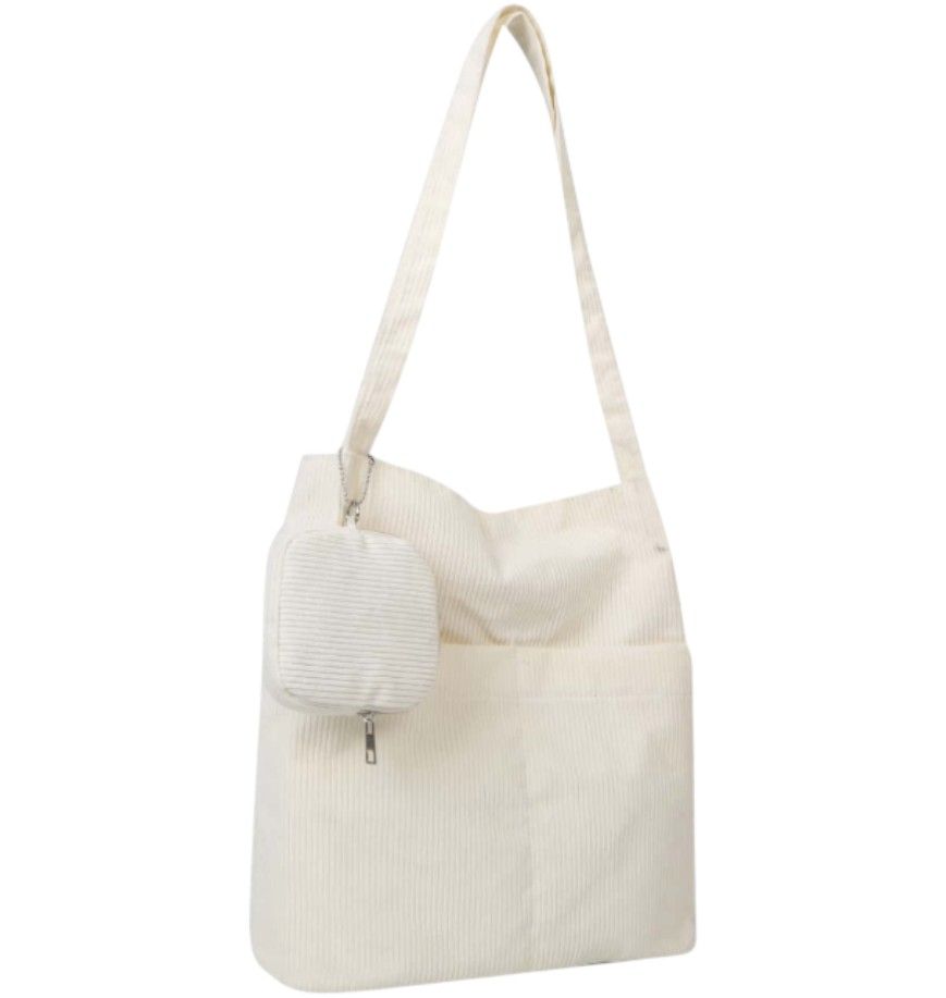 Large Capacity Corduroy Tote Bag - Multicolor