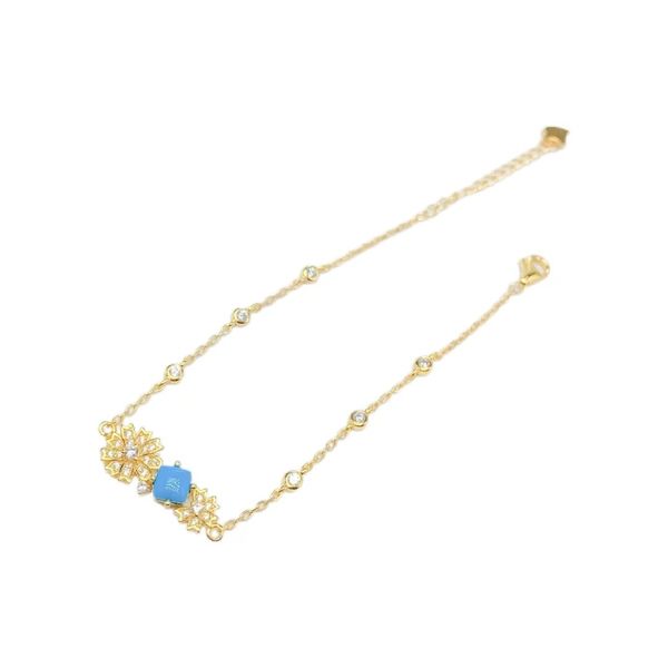 French Vintage Blue Turquoise Flower Bracelet For Women