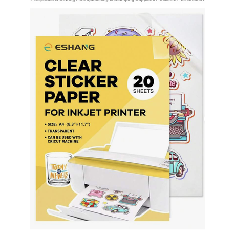 Vinyl printable sticker paper clear (20 sheets) Image
