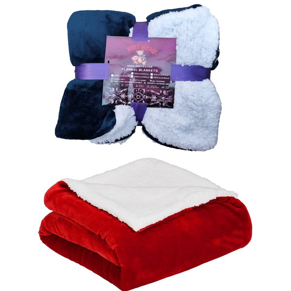 Available on both sides.Super Soft Sherpa Blanket, 2 Pieces Value Pack
