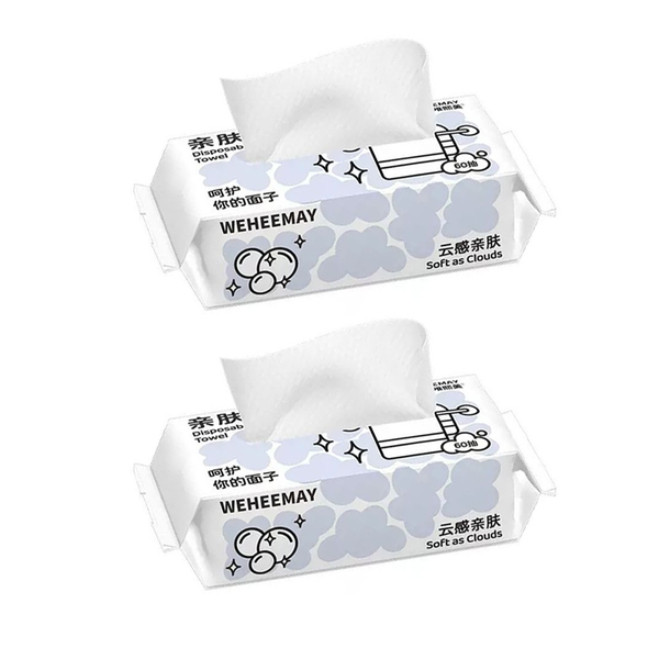 2 Packs of 60 Disposable Face Wipes &amp; Makeup Remover Wipes