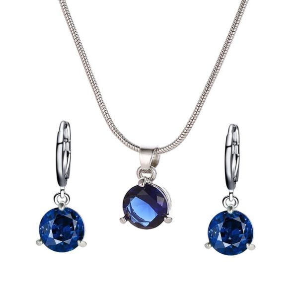 Drop-Shaped Jewelry Set, Necklace &amp; Earrings Jewelry Set - Blue