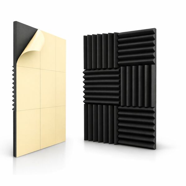 Acoustic Foam+ Echo-Less Panels 5cm Black Wedge (Pack of 6)