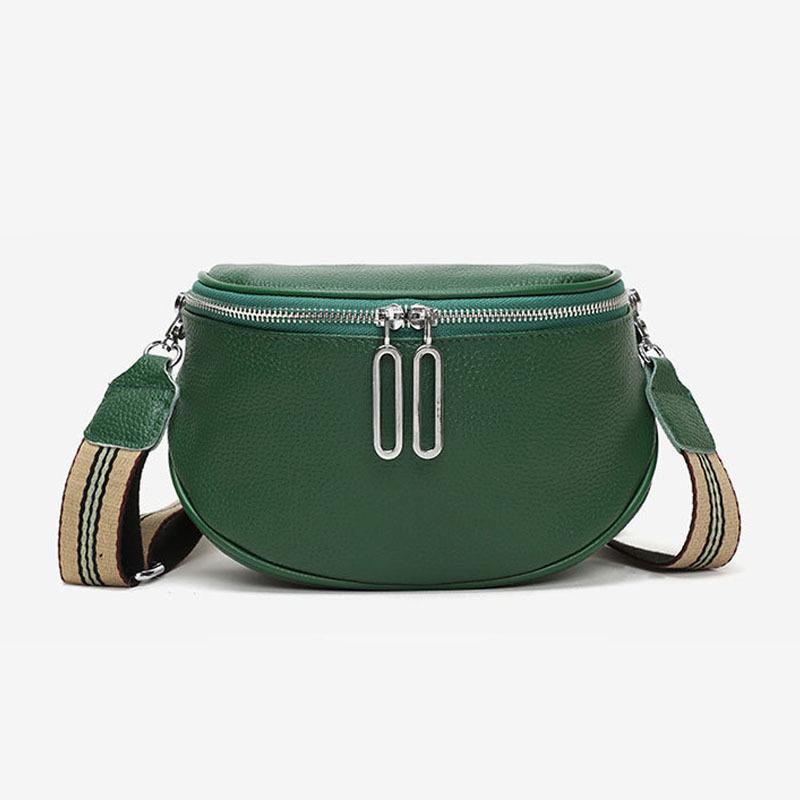 Women's Saddle Wrap Top Layer Cowhide Wide Shoulder Belt Fanny Pack