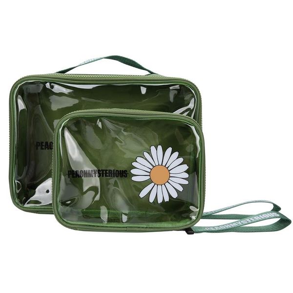 Little Daisy Cosmetic Bag PVC Transparent Waterproof Storage Bag 2 Piece