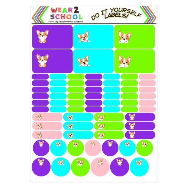 Cute Doggies Waterproof DIY school marking labels with Wrap Arounds