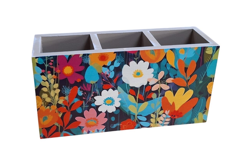 Cutlery/Stationary Holder - Bright Assorted Colourful Flowers