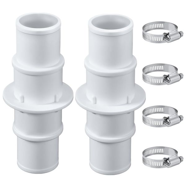Garden Swimming Pool PVC Hose Connectors &amp; Iron Clamps Set of 2