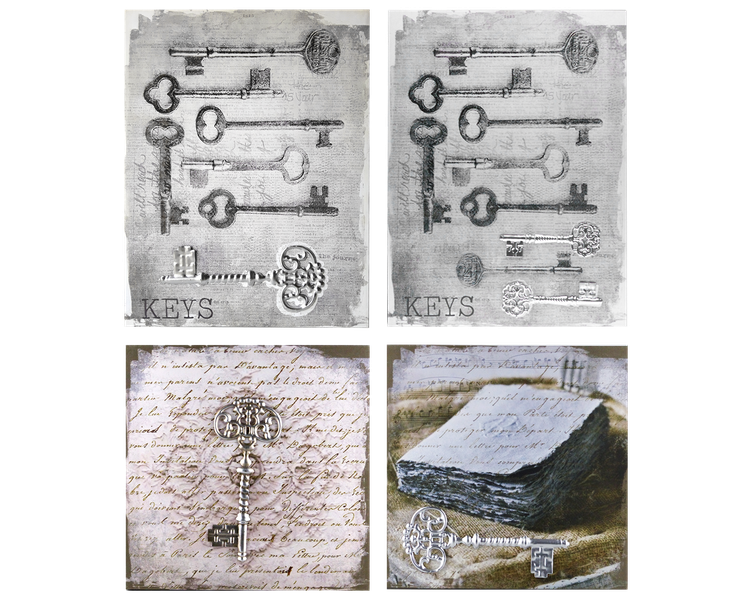 Canvas Prints of Antique Keys and Parchment - Set of 4 - 30x30cm and 30 x 40cm