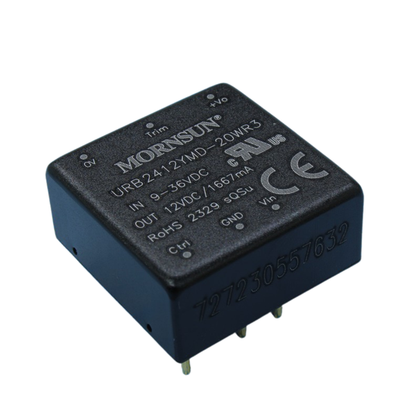 URB2412YMD-20WR3: 20W DC/DC Converter, 4:1 Input, 12V Out, Railway Grade