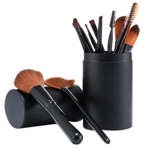 Larry's - Make-up Brush Set of 12 - Black Cylinder Case