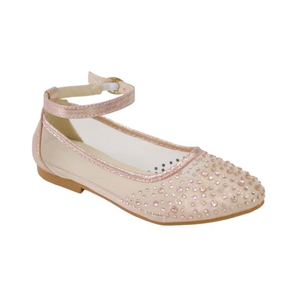 LaMara Paris Lemia Infants Girls Netted Ballerina With Diamonds Champagne