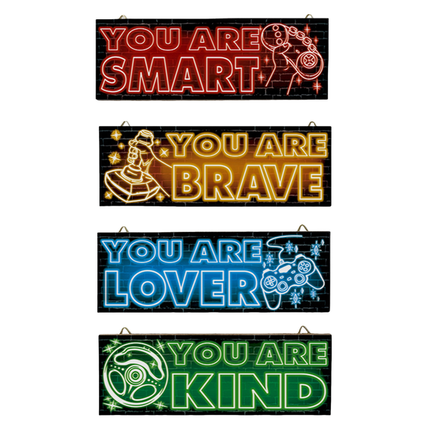 4 Pieces Wall Art Decor Neon Printed Game Art Wall Decor - Wall Decorations