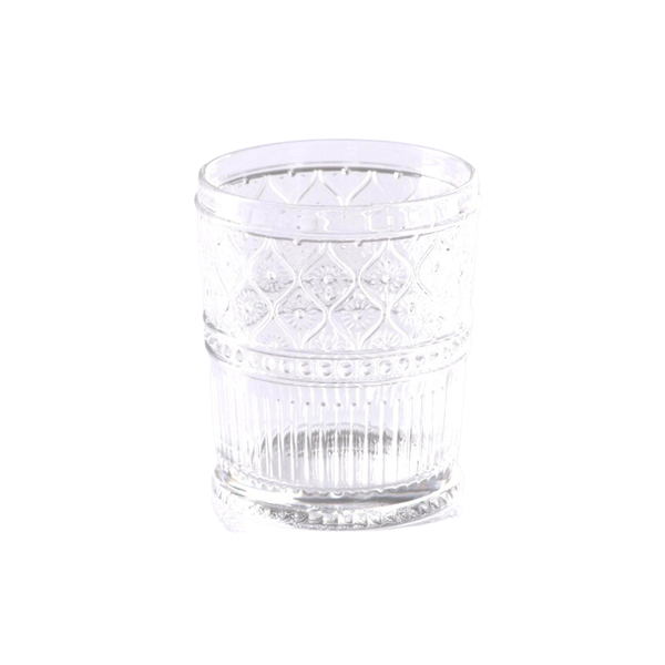 GALATEO - Hand Pressed Tumbler Clear Deco Set of 4