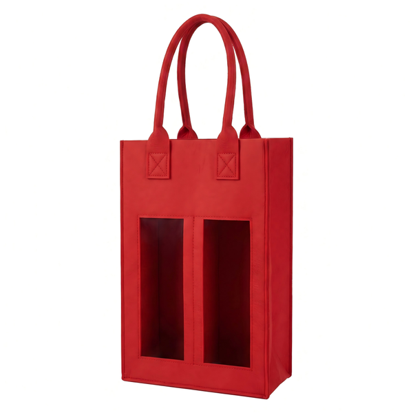 Felt Wine Bottle Bag 2-Bottle Felt Wine Gift Tote - Reusable Wine Carrier