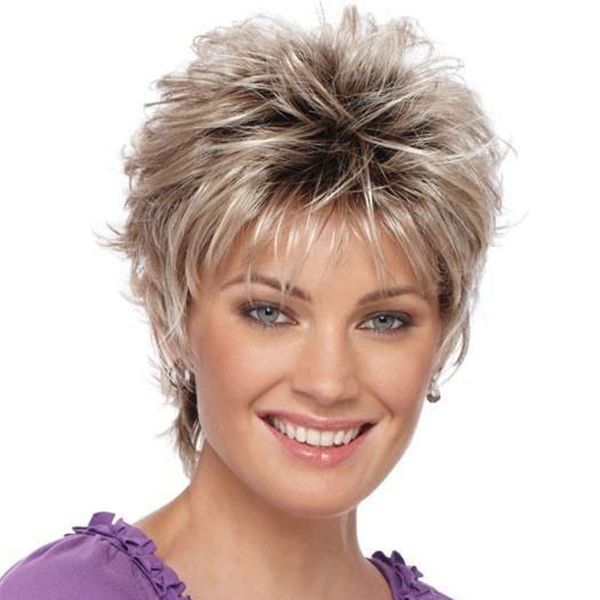 European and American mixed color short hair breathable chemical fiber wig