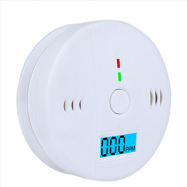Carbon Monoxide Detector, Digital LCD Display, With Alarm Function White
