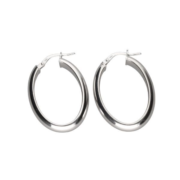925 Sterling Silver Tube Oval Hoop Earrings