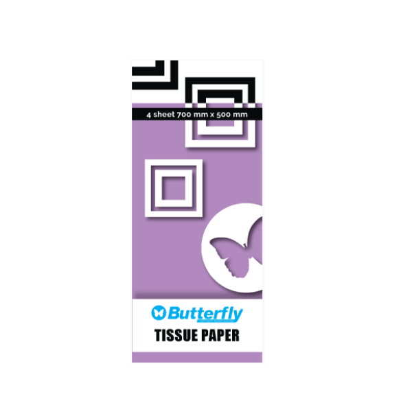 Butterfly Tissue Paper 4 Sheets - Lilac (Pack Of 12)