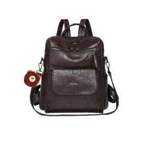 Bigfive Travel Backpack - PU Leather Backpack Purse for Women - Coffee ...