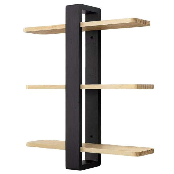 Decor Wall Mounted Three Tier Wooden Floating Storage Shelves - 58cm