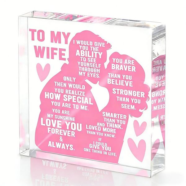 To My Wife Pink Acrylic Decor, Romantic Husband Gift for Anniversary