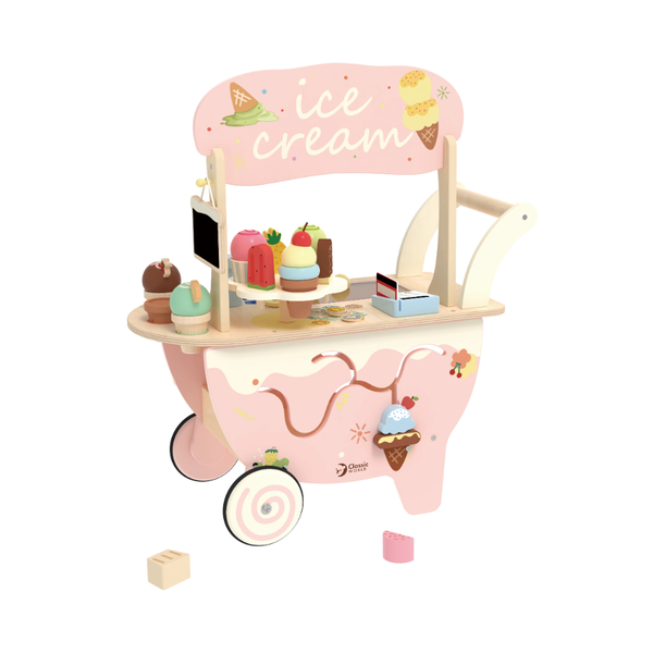 Classic World - Pretend &amp; Play - Wooden Ice Cream Cart - 40pcs