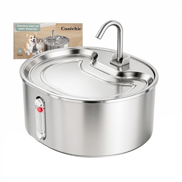 Cozéchic - Cat Water Fountain Stainless Steel Automatic Pet Water Fountain